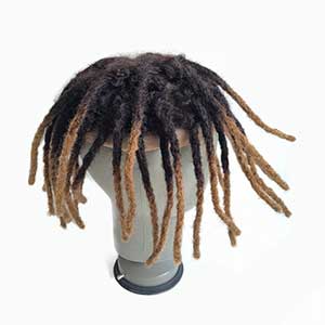 Natural Human Hair Unit Ombre Hand Made Dreadlocks Toupee